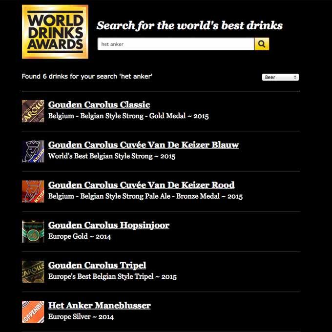 Het Anker Auszeichnungen World Drinks Awards