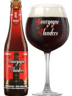 belgisches Bier Bourgogne des Flandres in der 0,33 l Bierflasche mit vollem Bierglas