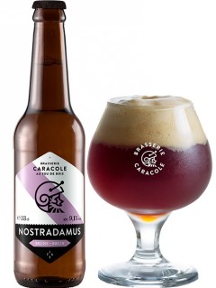 belgisches Bier Caracole Nostradamus in der 33 cl Bierflasche mit vollem Bierglas