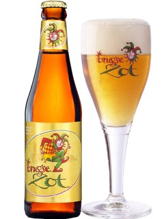 belgisches Bier Brugse Zot in der 33 cl Bierflasche mit vollem Bierglas