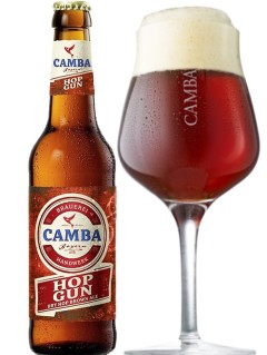 deutsches Bier Camba Hop Gun in der 33 cl Bierflasche mit vollem Bierglas