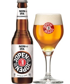 niederländisches Bier Jopen NON IPA in der 0,33 l Bierflasche mit vollem Bierglas