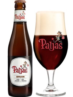 belgisches Bier Paljas Bruin in der 33 cl Bierflasche mit vollem Bierglas