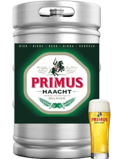 belgisches Bier Primus Haacht im Bierfass 30 l oder 50 l mit vollem Bierglas