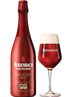 belgisches Bier Rodenbach Charaktere Rouge in der 75 cl Bierflasche mit vollem Bierglas