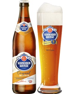 deutsches Bier Schneider Weisse Tap 07 Original Weissbier 50 cl Bierflasche mit vollem Bierglas