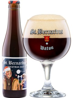 belgisches Bier St Bernardus Christmas Ale in der 0,33 l Bierflasche mit vollem Bierglas