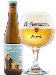 belgisches Bier St Bernardus Extra 4 in der 0,33 l Bierflasche mit vollem Bierglas